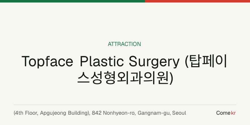 Topface Plastic Surgery (탑페이스성형외과의원) travel guide