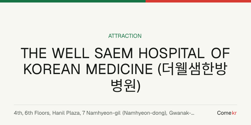 THE WELL SAEM HOSPITAL OF KOREAN MEDICINE (더웰샘한방병원) travel guide