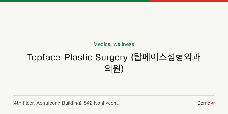 Topface Plastic Surgery (탑페이스성형외과의원) wellness guide