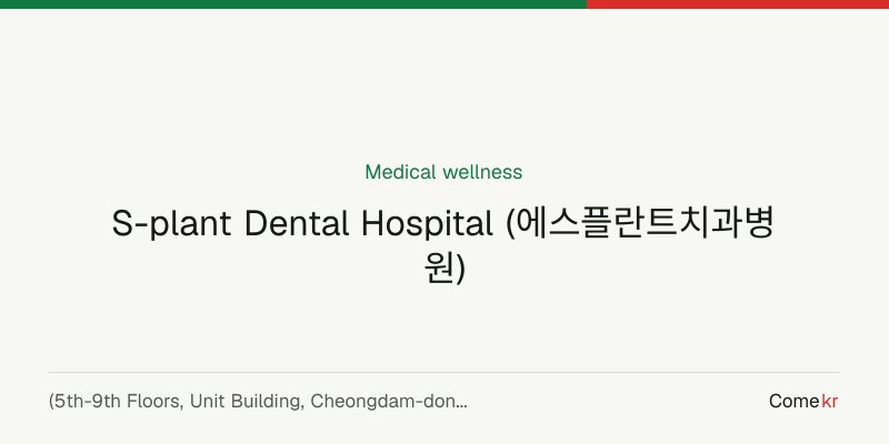 S-plant Dental Hospital (에스플란트치과병원) wellness guide