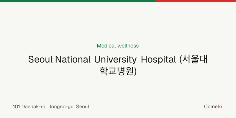 Seoul National University Hospital (서울대학교병원) wellness guide