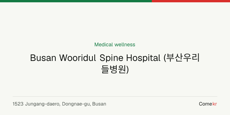 Busan Wooridul Spine Hospital (부산우리들병원) wellness guide