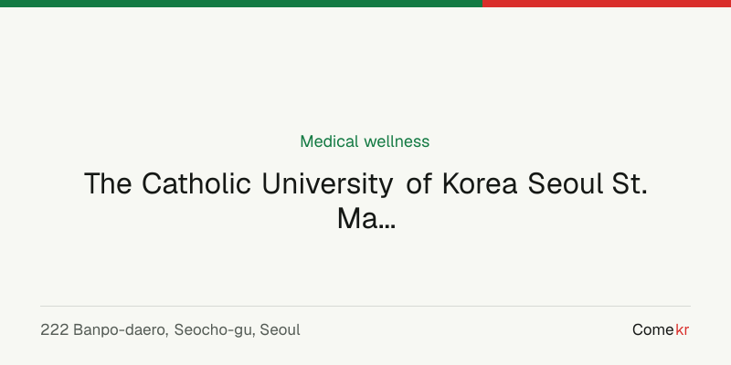The Catholic University of Korea Seoul St. Mary's Hospital  (가톨릭대학교 서울성모병원) wellness guide