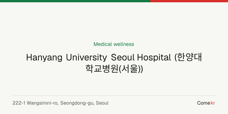 Hanyang University Seoul Hospital (한양대학교병원(서울)) wellness guide