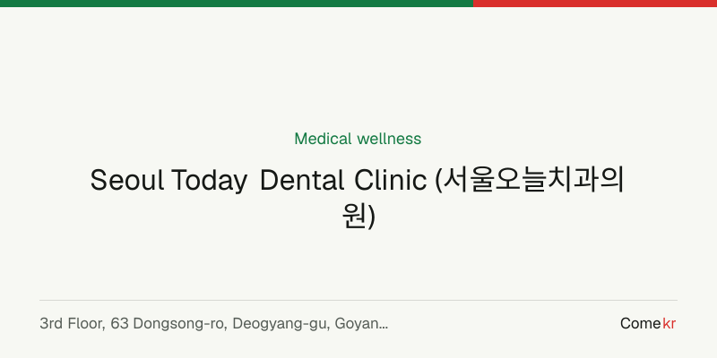 Seoul Today Dental Clinic (서울오늘치과의원) wellness guide