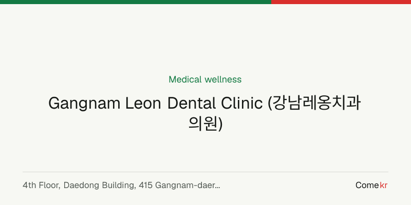 Gangnam Leon Dental Clinic (강남레옹치과의원) wellness guide