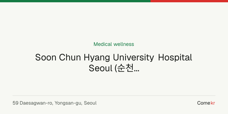 Soon Chun Hyang University Hospital Seoul (순천향대학교 부속 서울병원) wellness guide