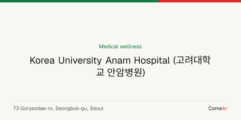 Korea University Anam Hospital (고려대학교 안암병원) wellness guide